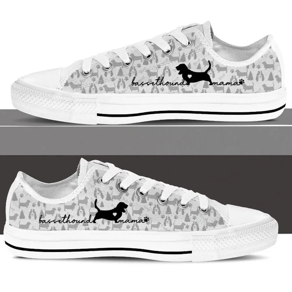 Basset Hound Low Top Shoes, Dog Printed Shoes, Canvas Shoes For Men, Women