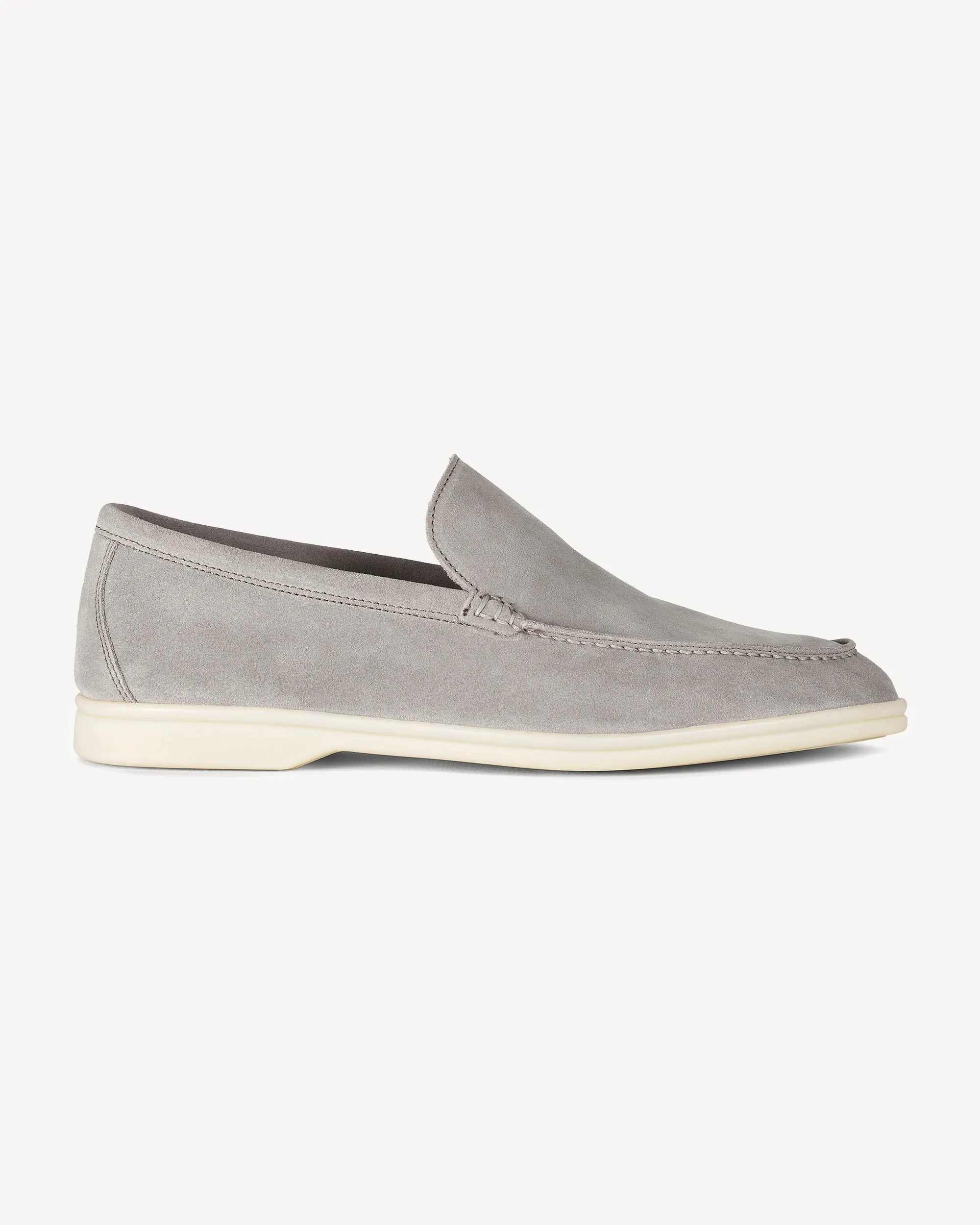 Brabion Unlined Capri Suede Loafer – Light Grey