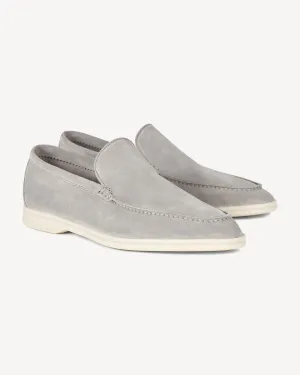 Brabion Unlined Capri Suede Loafer – Light Grey