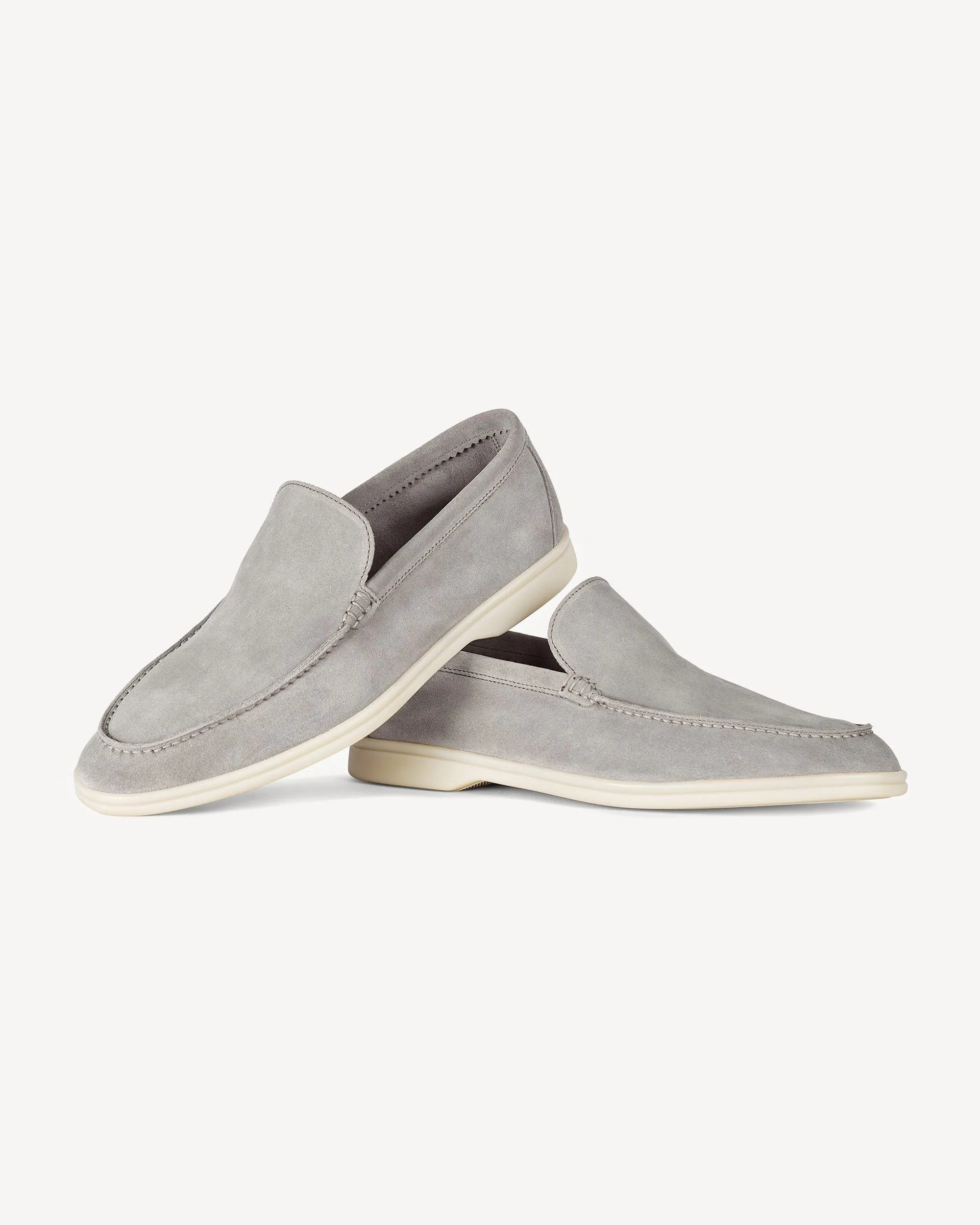 Brabion Unlined Capri Suede Loafer – Light Grey