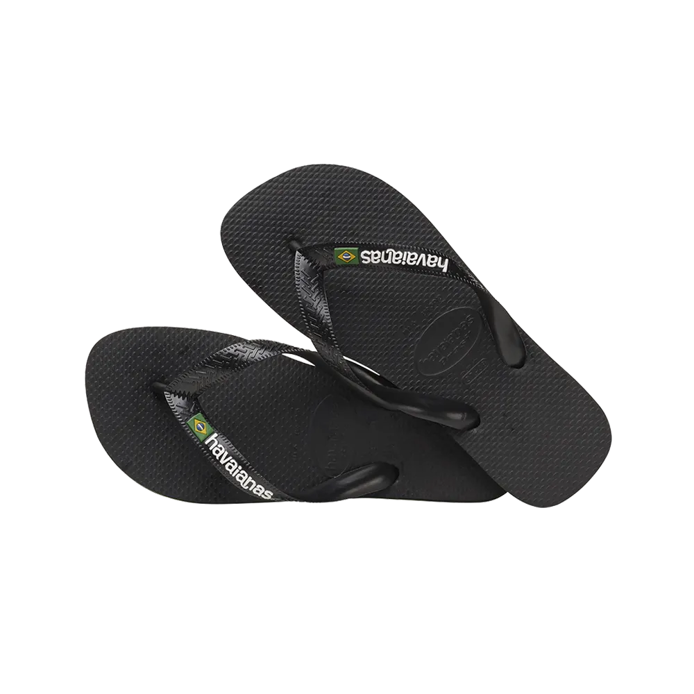 Brasil Logo Flip Flops By Havaianas, Black/Black