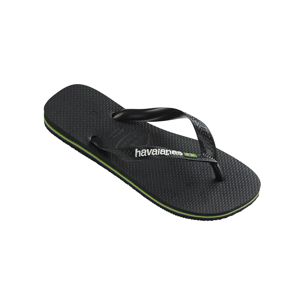 Brasil Logo Flip Flops By Havaianas, Black/Black