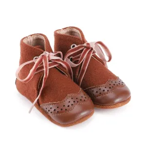 Brown Wingtip Lace Up Soft Sole High Top