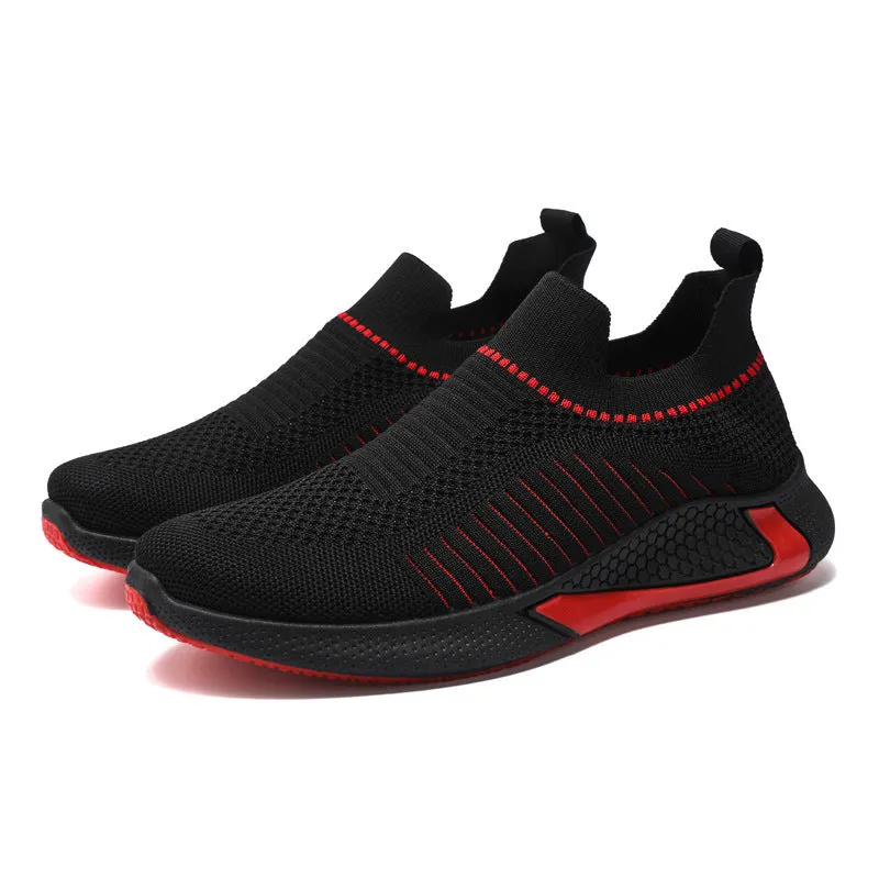 Summer New Men's Shoes Cross-border Large Size Breathable Flying Woven Running Shoes