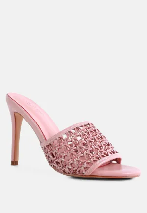 TEASE Pink Woven Stiletto Slides