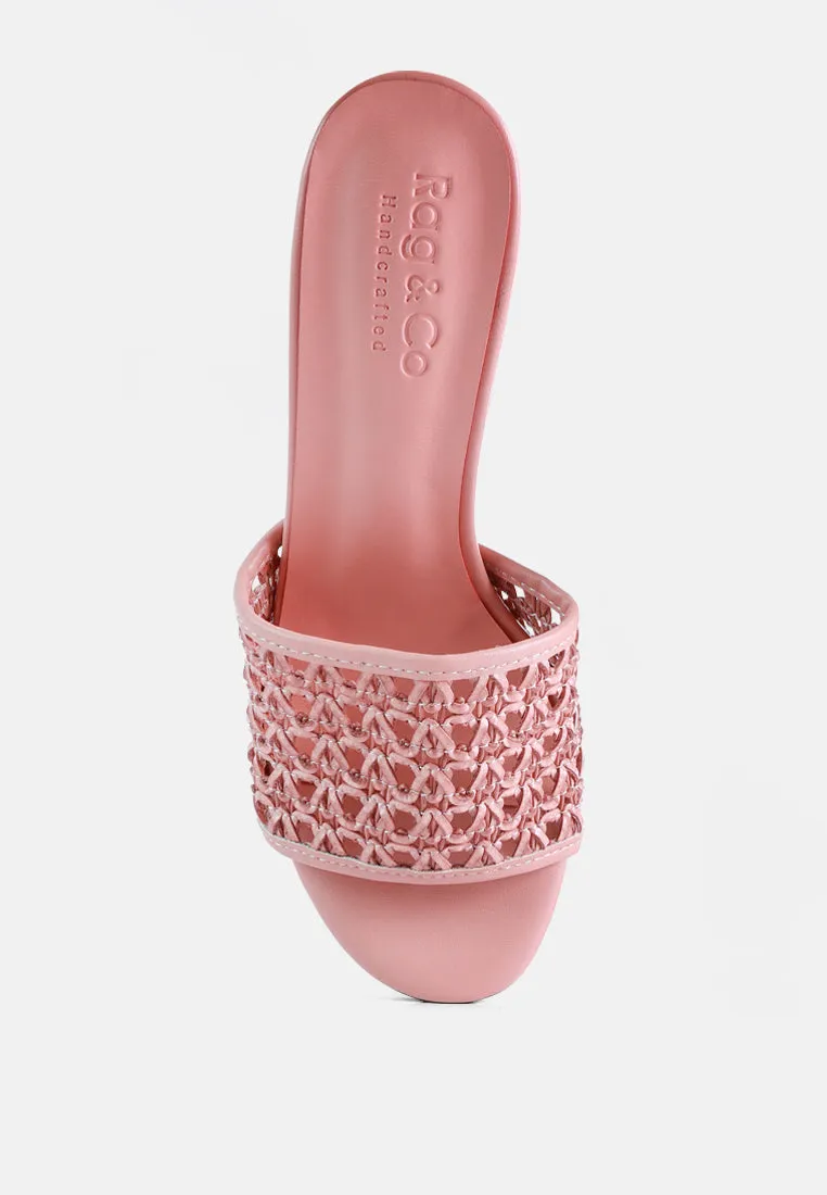 TEASE Pink Woven Stiletto Slides