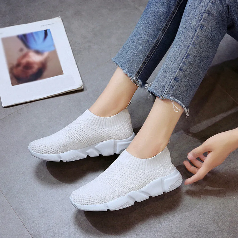 Women Outdoor Mesh Shoes Casual Slip On Comfortable Soles Running Sports Shoes