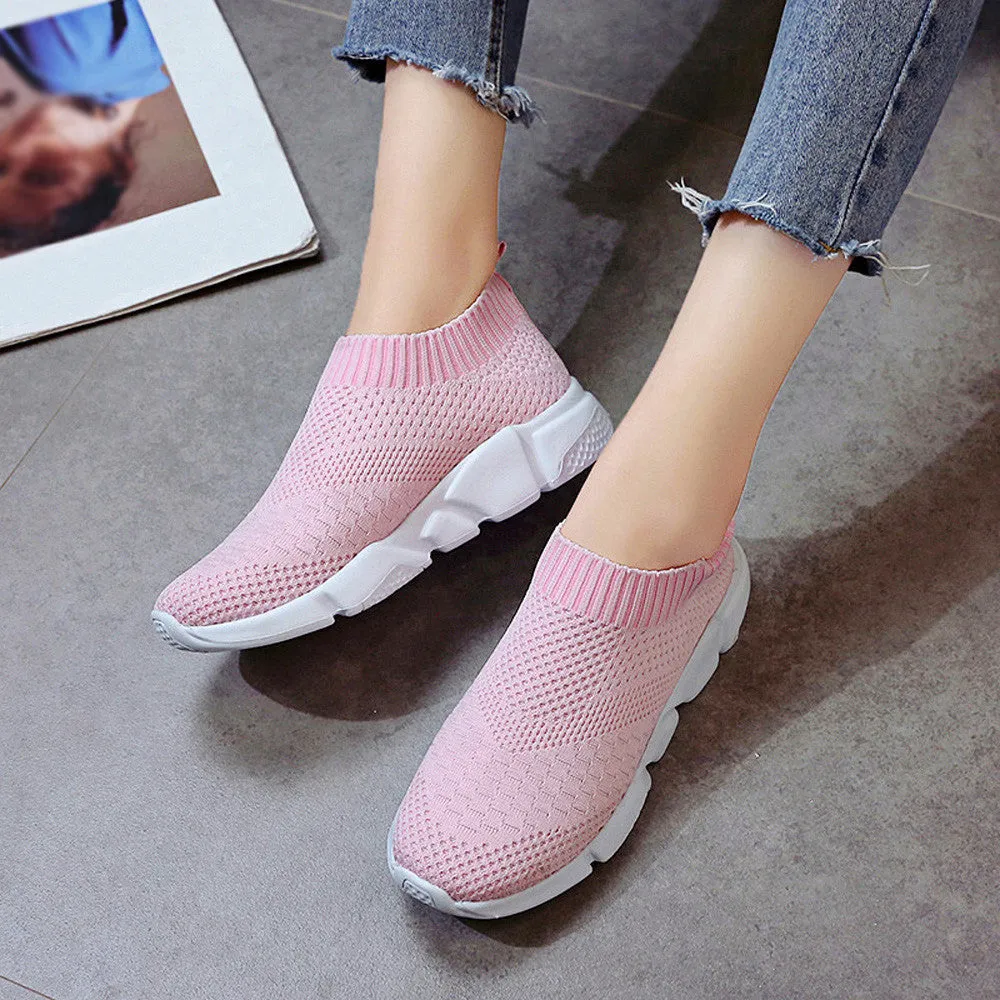 Women Outdoor Mesh Shoes Casual Slip On Comfortable Soles Running Sports Shoes