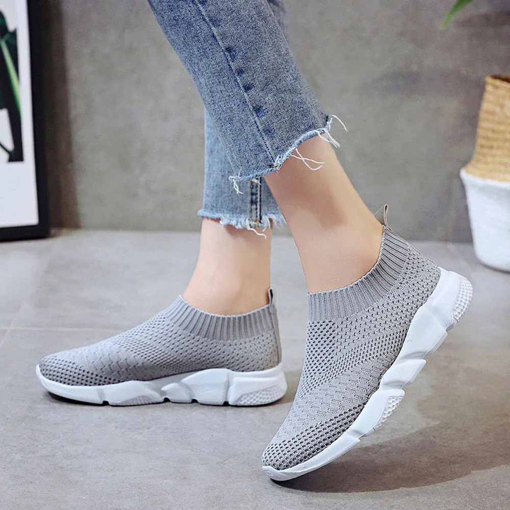 Women Outdoor Mesh Shoes Casual Slip On Comfortable Soles Running Sports Shoes