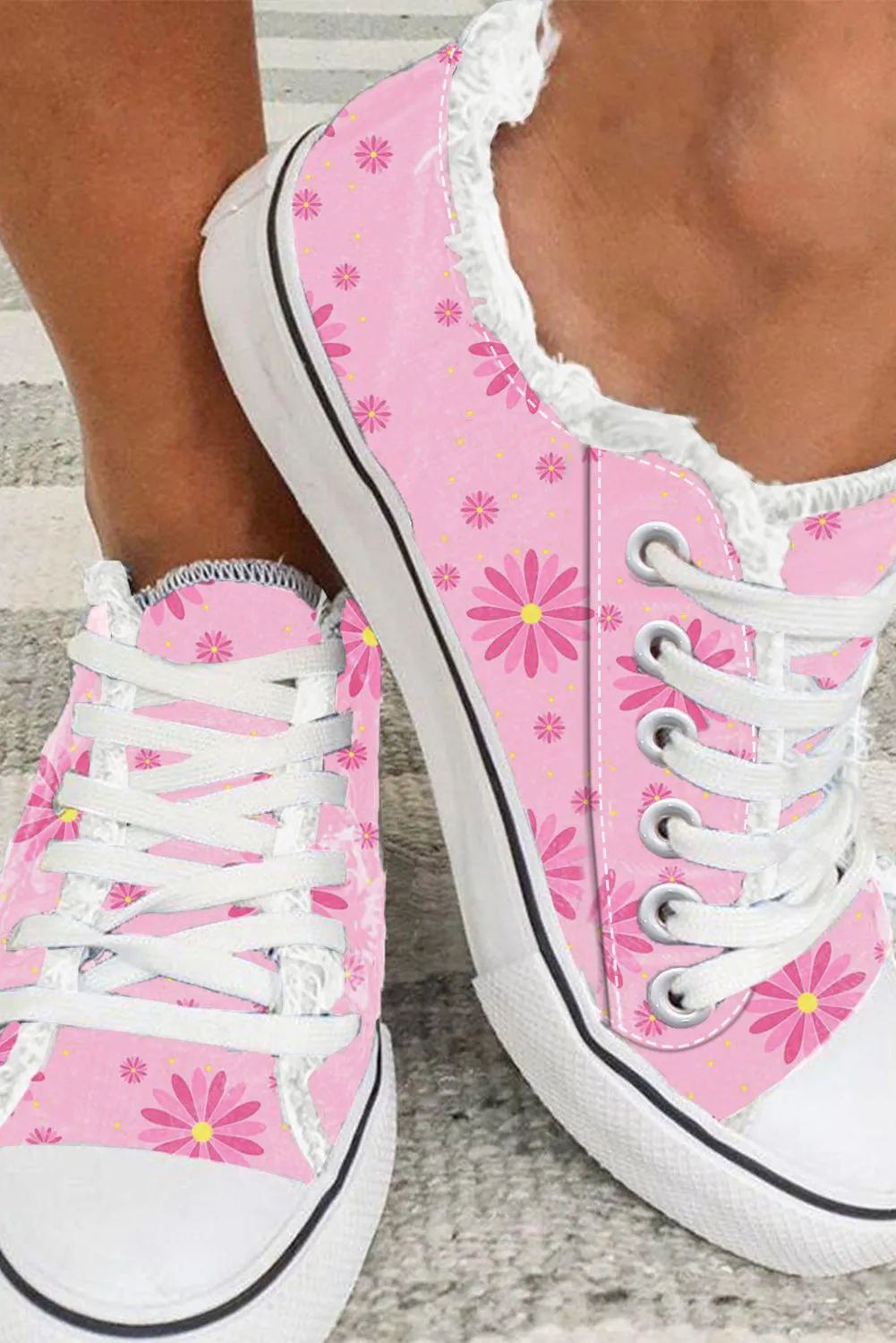 Women's Floral Print Low Cut Canvas Shoes Fashion Comfortable Sneakers