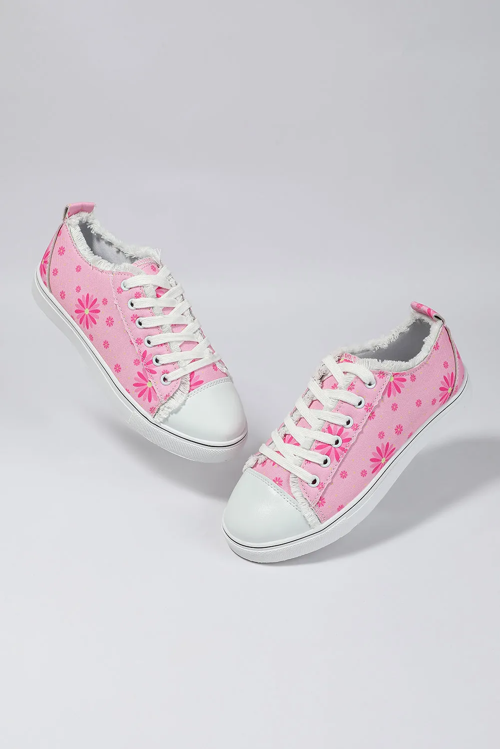 Women's Floral Print Low Cut Canvas Shoes Fashion Comfortable Sneakers