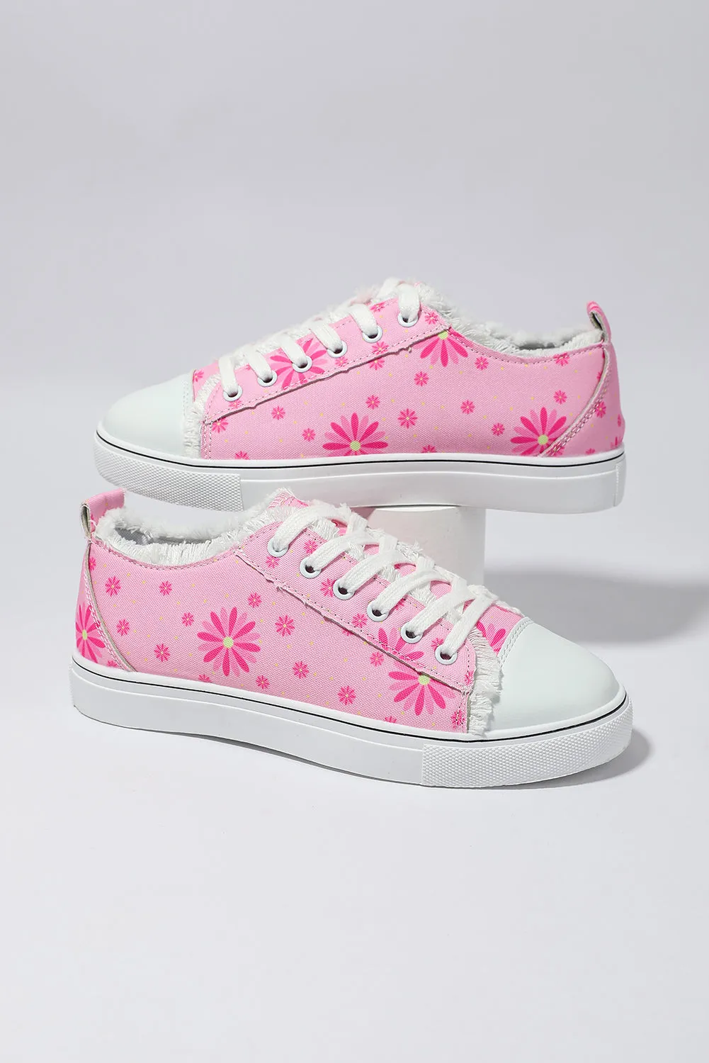 Women's Floral Print Low Cut Canvas Shoes Fashion Comfortable Sneakers